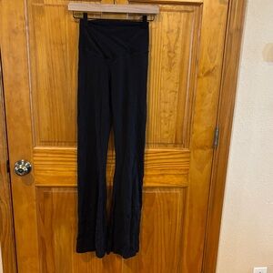 aerie Black Boot-Cut Yoga Pants with Crossover Waistband